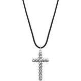 Rebel & Rose NL028-S-70 Studded Cross Black Unisex Necklace 70cm