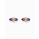 Thomas Sabo H2281-414-13 Gold stud earrings w. violet onyx 