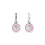 Thomas Sabo CR723-691-9 Silver hoop earrings w. pink pendant & zirconia 