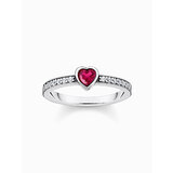 Thomas Sabo TR2448-640-10-56 Silver solitaire ring w. red stone + zirconia 