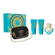 Versace Pour Femme Dylan Turquoise  Dárková sada, toaletní voda 100ml + tělové mléko 100ml + sprchový gel 100ml + kosmetická taška 