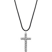 Rebel & Rose NL028-S-70 Studded Cross Black Unisex Necklace 70cm