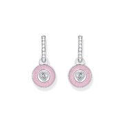 Thomas Sabo CR723-691-9 Silver hoop earrings w. pink pendant & zirconia 