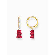 Thomas Sabo CR726-414-10 Gold single hoop earrings w. red Goldbears 