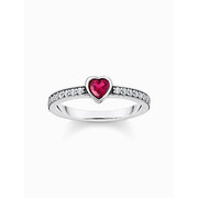 Thomas Sabo TR2448-640-10-56 Silver solitaire ring w. red stone + zirconia 
