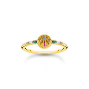 Thomas Sabo TR2457-488-7-56 Gold-plated ring w. palm tree and coloured stones 