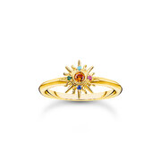 Thomas Sabo TR2458-488-7-56 VGold-plated ring w. sun and colourful stones 