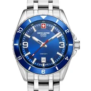Swiss Alpine Military 7034.1135 Mens Watch Sierra silver blue 42mm 10ATM