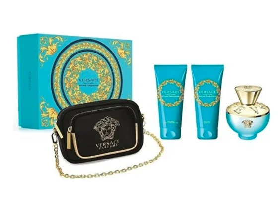 Versace pour femme dylan turquoise  darčeková sada, toaletná voda 100ml + telové mlieko 100ml + sprchový gél 100ml + kozmetická taška - versace Dylan Tuequoise sada