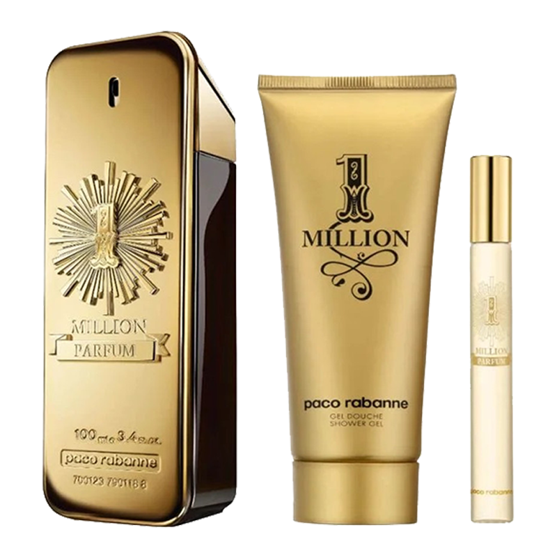 Paco Rabanne 1 Million Parfum Dárková sada, Parfum 100ml + Paco Rabanne 1 Million Parfum ová sada, Parfum 100ml + Sprchový gél 100ml + Parfum 10ml - poškodený obal + Parfum 10ml - poškozený obal