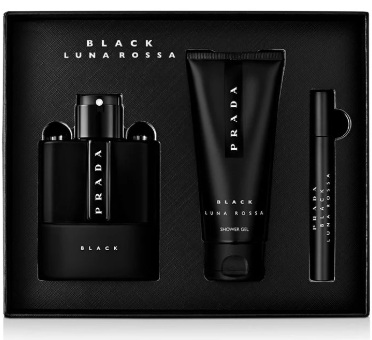 Prada Luna Rossa Black Dárková sada, parfémovaná voda 100ml + parfémovaná voda 10ml + sprchový gel 100ml - poškozený obal