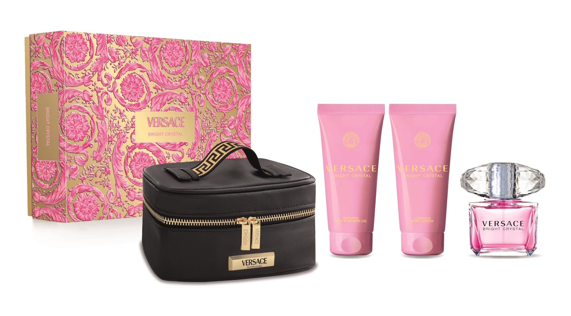 Versace Bright Crystal Dárková sada, toaletní voda 90ml + tělové mléko 100ml + sprchový gél 100 ml + taška