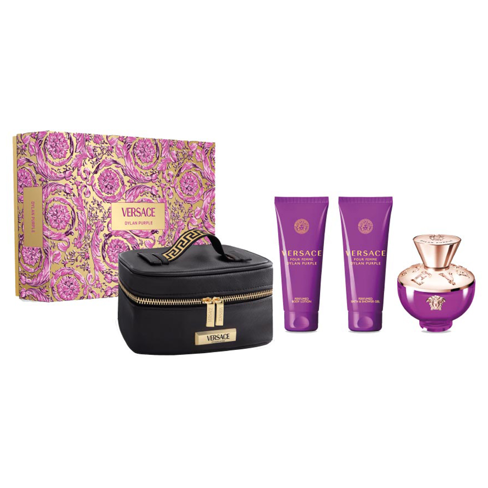 Versace Dylan Purple Dárková sada, Parfémovaná voda 100 ml + Tělové mléko 100 ml + Sprchový gel 100 ml + taška