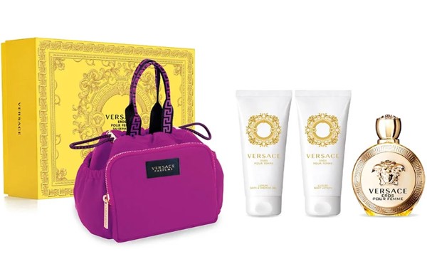 Versace Eros Pour Femme Dárková sada, parfemovaná voda 100ml + sprchový gel 100ml + tělové mléko 100ml + taška
